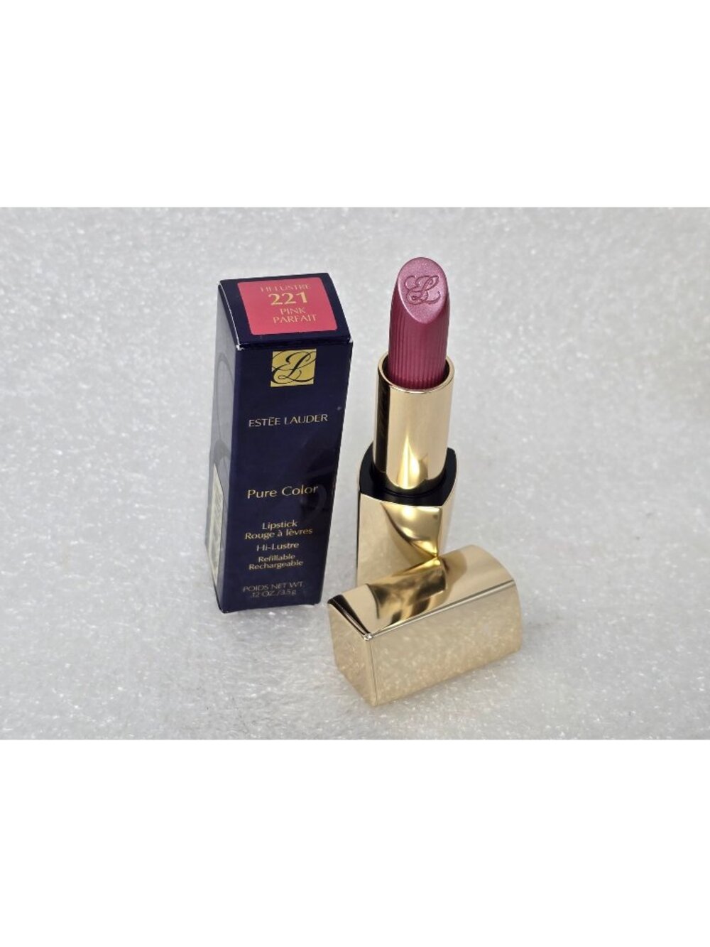 Estée Lauder Pure Color Hi-Lustre Lipstick 221 Pink Parfait Refillable New